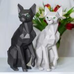 Scultura gatto sphynx seduto papercraft