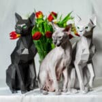 Papercraft de chat sphynx assis en origami 3D