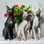 Sfinx kat sculptuur zittend papercraft, weergave 4