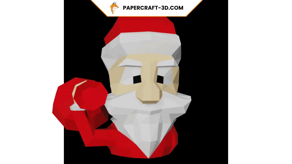 Kerstman papercraft 3D in origami, weergave 2