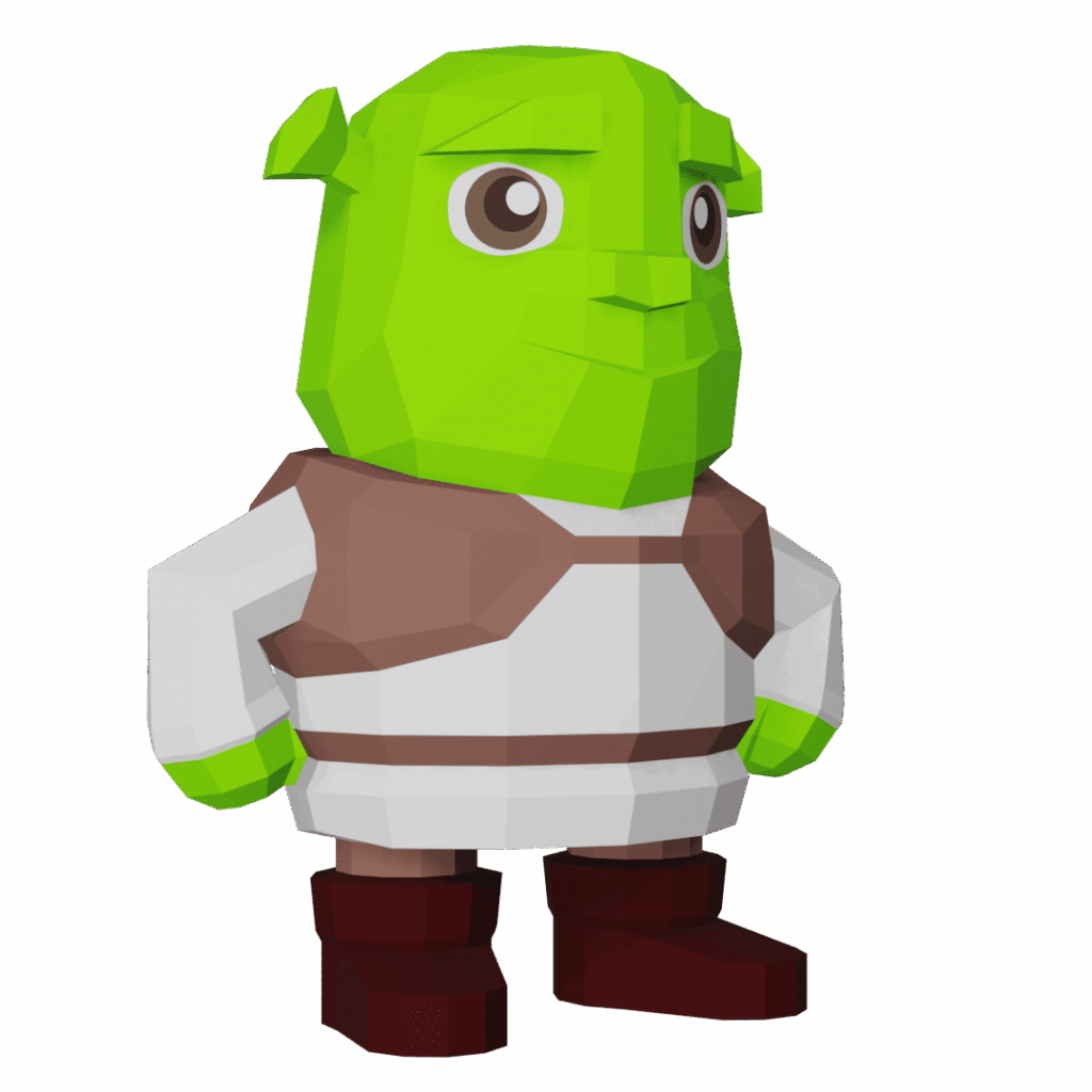 Papercraft of green ogre in 3D origami