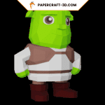 Papercraft of green ogre in 3D origami