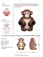 Macaco sentado em papercraft 3D