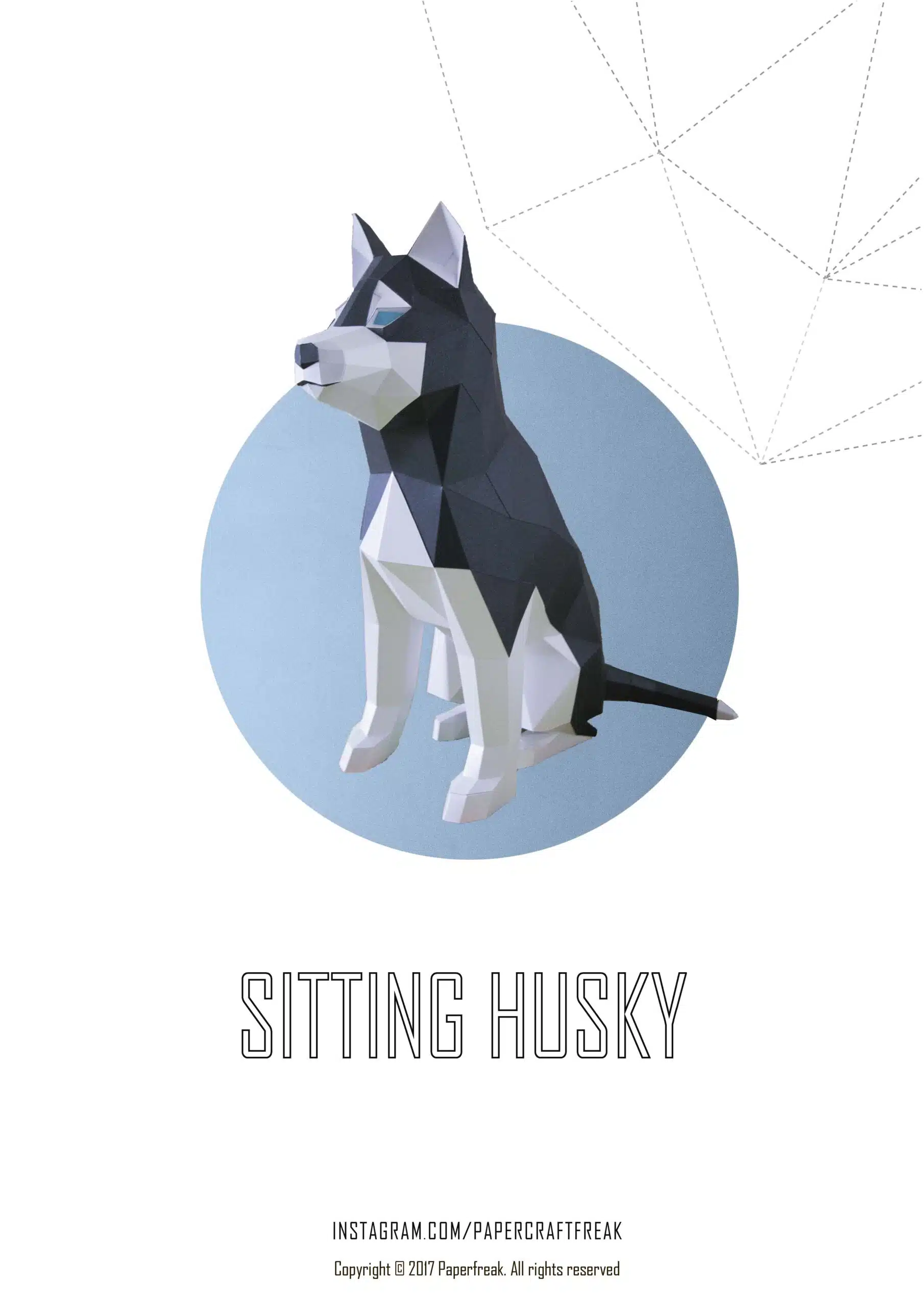 Husky en papercraft 3D, vista posterior