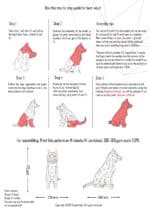 Papercraft of lounging husky in origami 3D