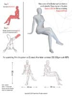 Papercraft di donna seduta in origami 3D