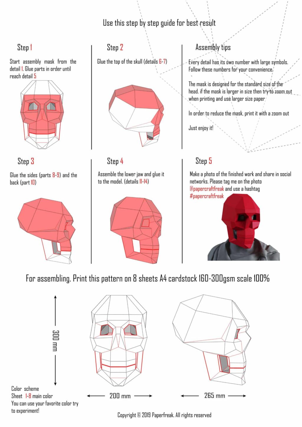 Gothische Totenkopfmaske aus 3D-Papercraft