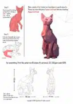Sfinx kat sculptuur zittend papercraft, weergave 3