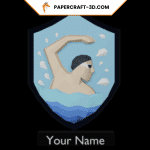 Papercraft swimming badge in 3D origami