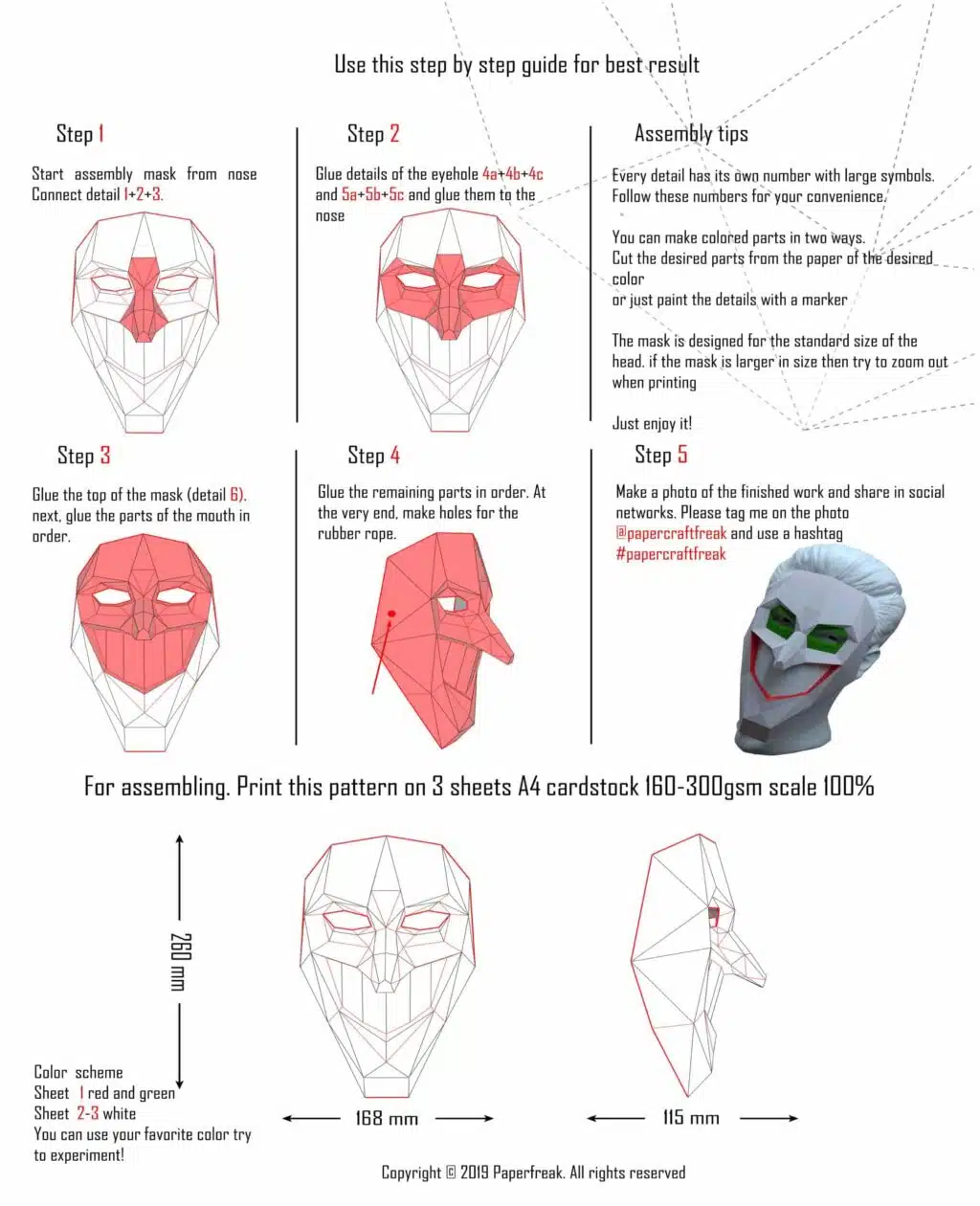 3D Papercraft Clown Mask