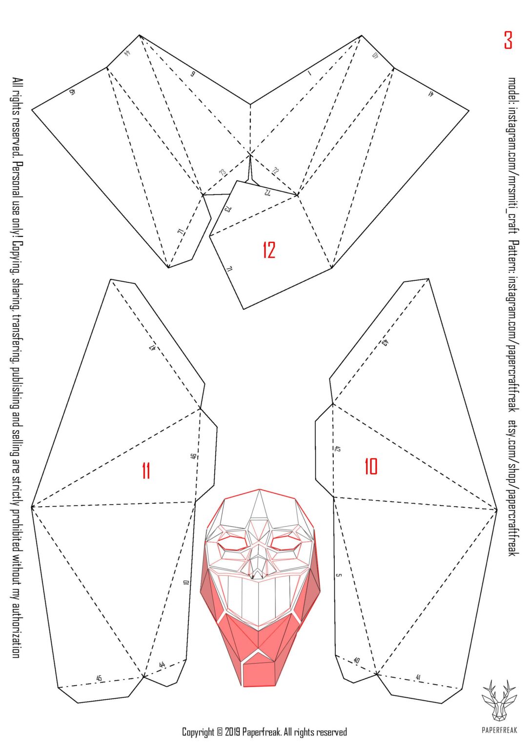 Papercraft clown mask en origami 3D