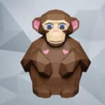 Singe assis en papercraft 3D
