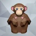 Zittende aap met hartjes in 3D-origami, weergave 9
