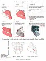 Hond masker papercraft 3D, weergave 3