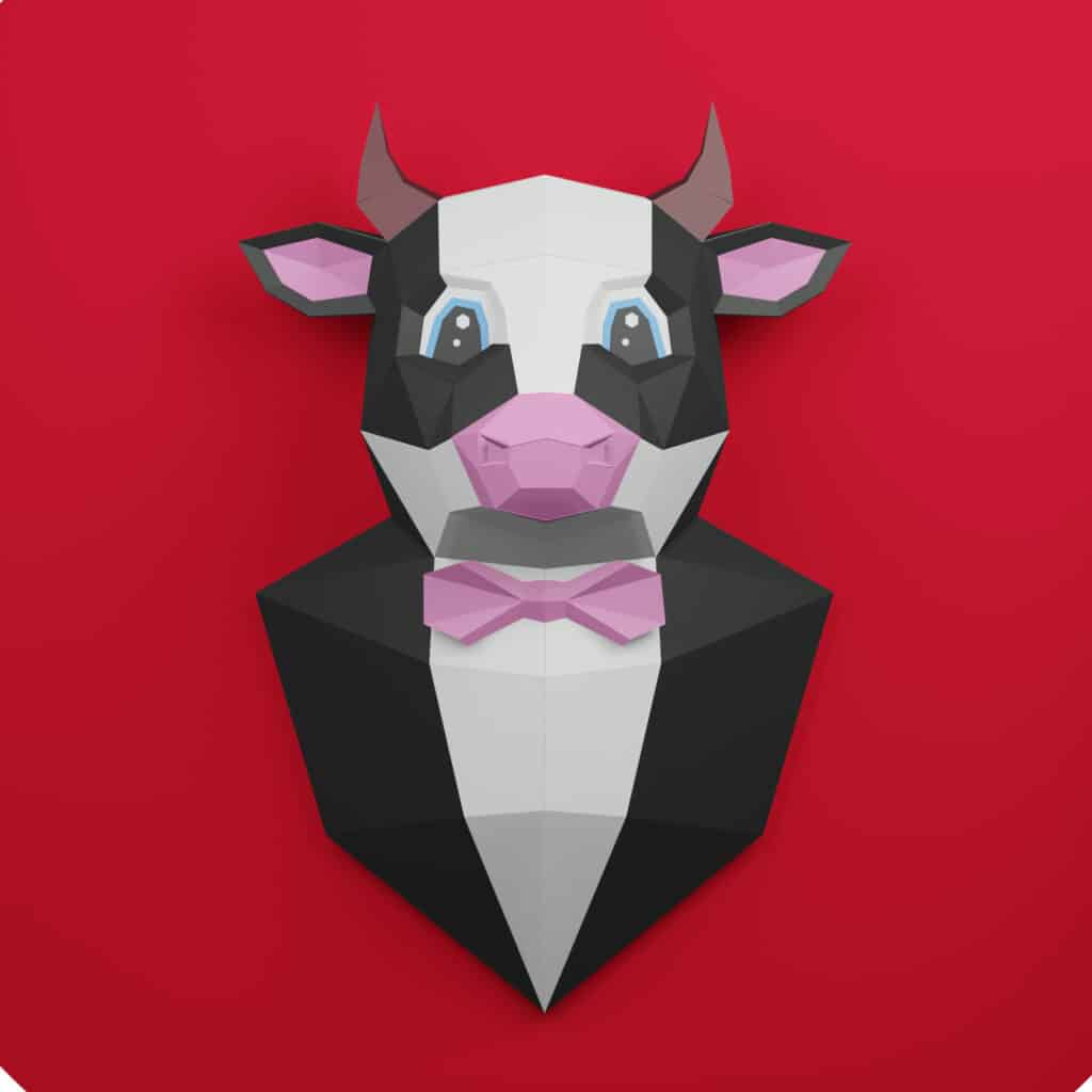 Papercraft de taureau en costume en origami 3D