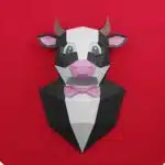 Stier in pak papercraft 3D, weergave 2