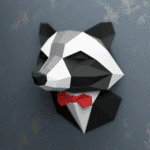 Papercraft de raton laveur en costume en origami 3D