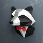 Guaxinim de terno em papercraft 3D