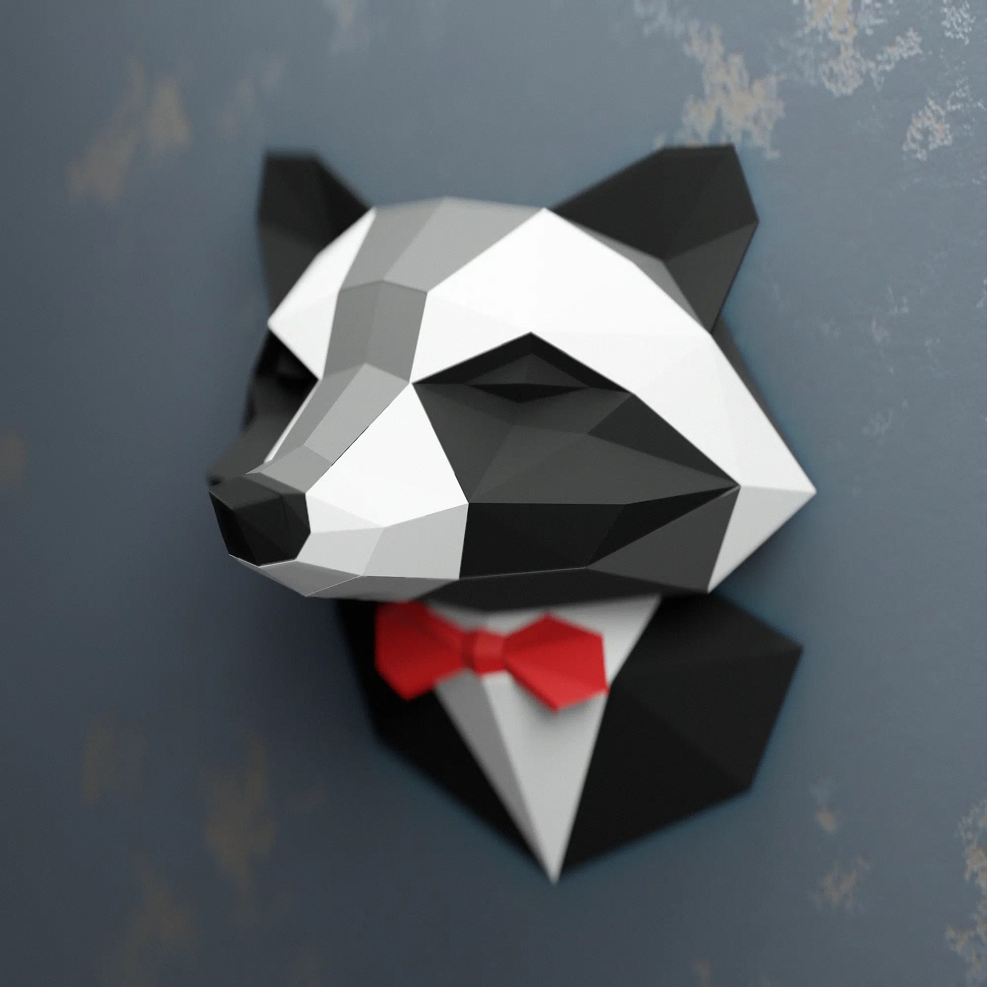 Guaxinim de terno em papercraft 3D, modelo 3D