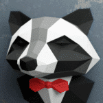 Papercraft de raton laveur en costume en origami 3D