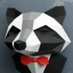 Guaxinim de terno em papercraft 3D