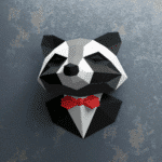 Papercraft de raton laveur en costume en origami 3D