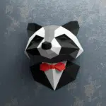 Guaxinim de terno em papercraft 3D