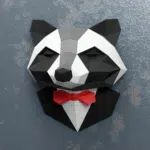 Papercraft de raton laveur en costume en origami 3D