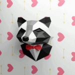 Papercraft de raton laveur en costume en origami 3D