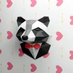 Guaxinim de terno em papercraft 3D