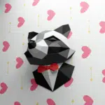 Guaxinim de terno em papercraft 3D