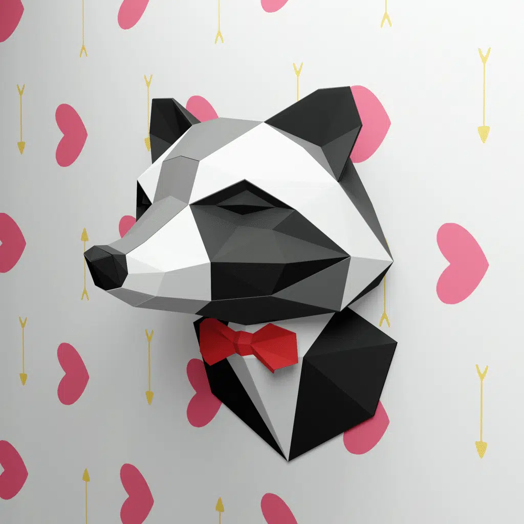 Guaxinim de terno em papercraft 3D