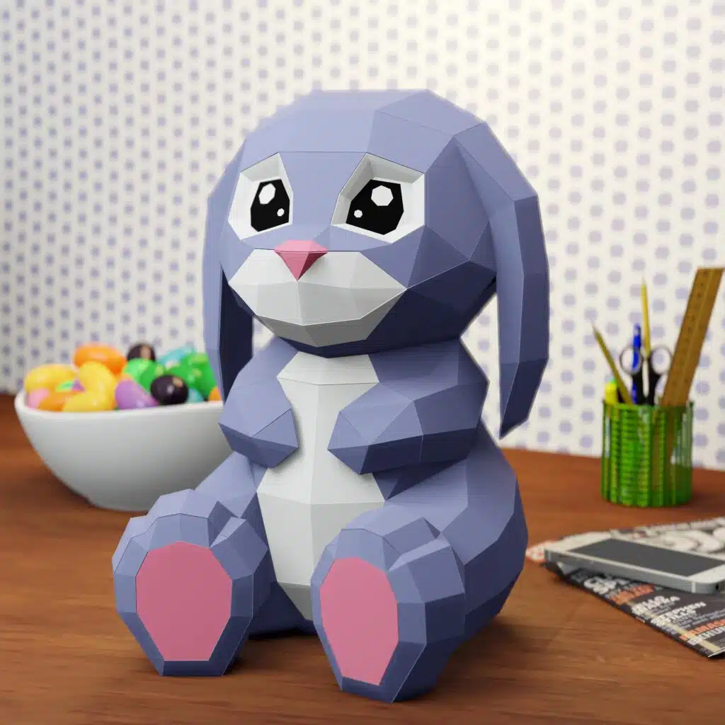 Papercraft de grande coelho em origami 3D