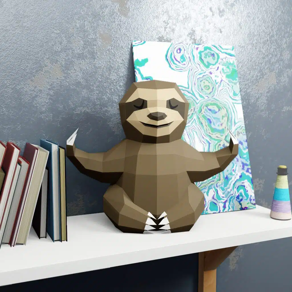 Yoga-Faultier als 3D-Papercraft