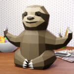 Papercraft de paresseux en yoga origami 3D