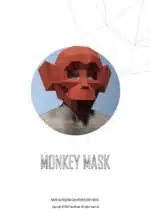 Masker aap 3D papercraft Halloween, weergave 4