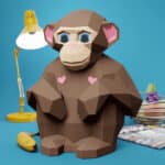 Singe assis en papercraft 3D