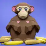 Singe assis en papercraft 3D