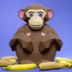 Zittende aap met hartjes in 3D-origami, weergave 7