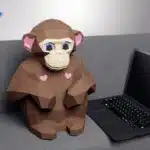 Zittende aap met hartjes in 3D-origami, weergave 6