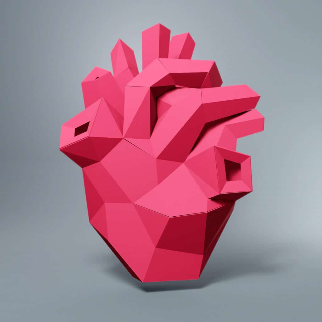Papercraft anatomical heart in origami 3D Papercraft anatomical heart in origami 3D