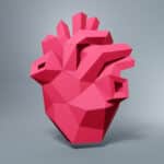 Papercraft anatomical heart in origami 3D