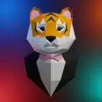 Troféetijger in pak papercraft 3D, weergave 2