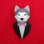 Escultura de cachorro husky em papercraft 3D