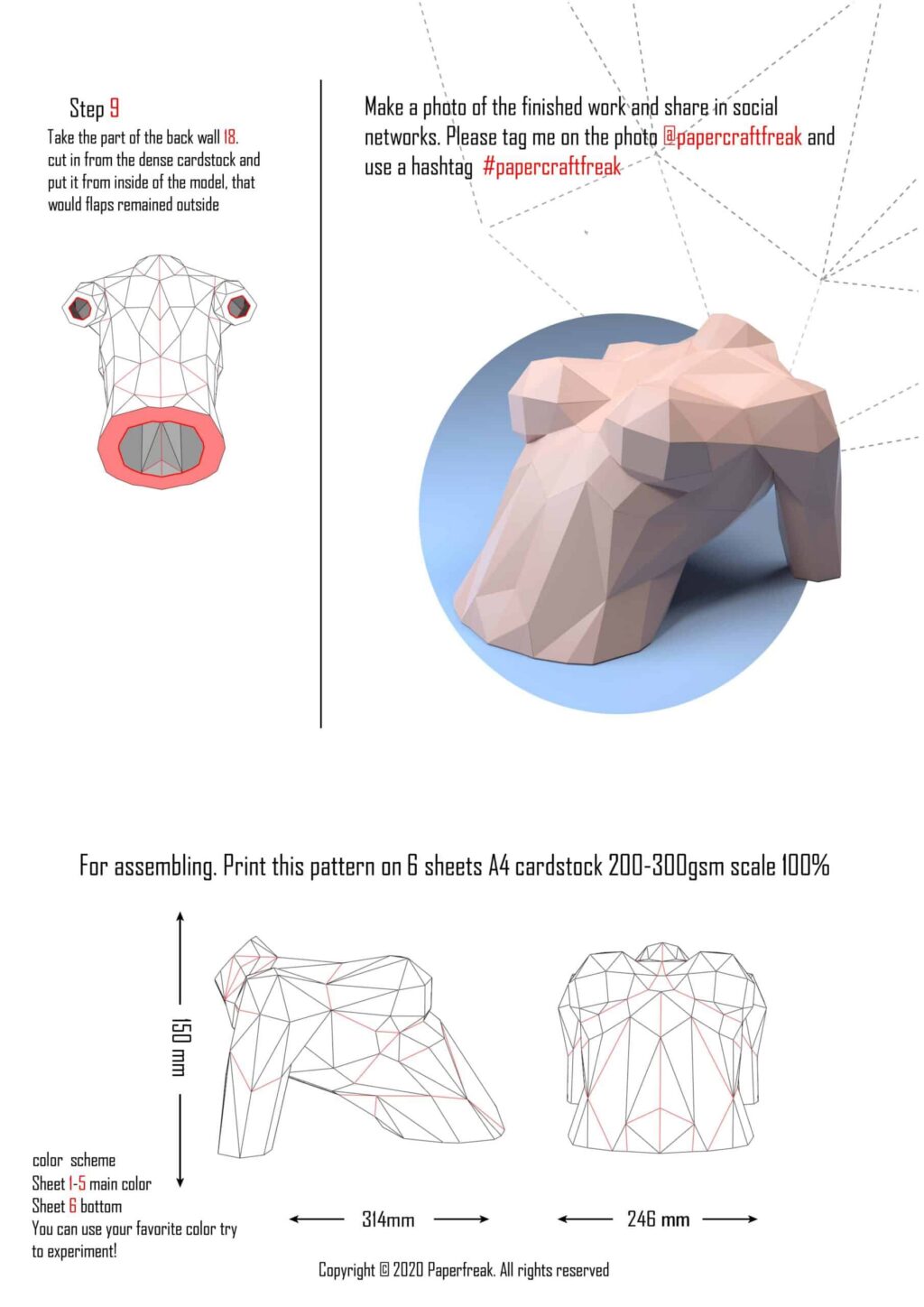 3D-Papercraft-Skulptur einer Frau