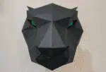 Papercraft pantherkop muurdecoratie in 3D origami, weergave 2