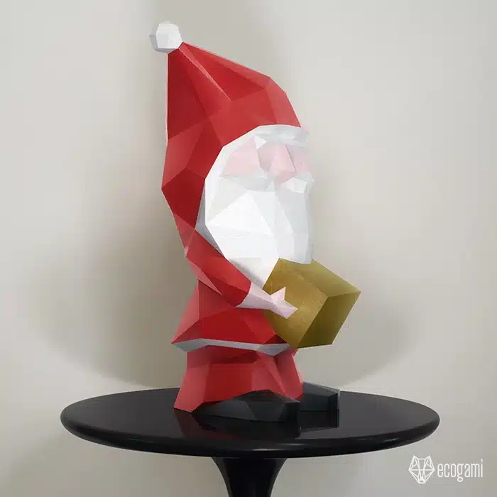 Papercraft Kerstman in origami, weergave 4