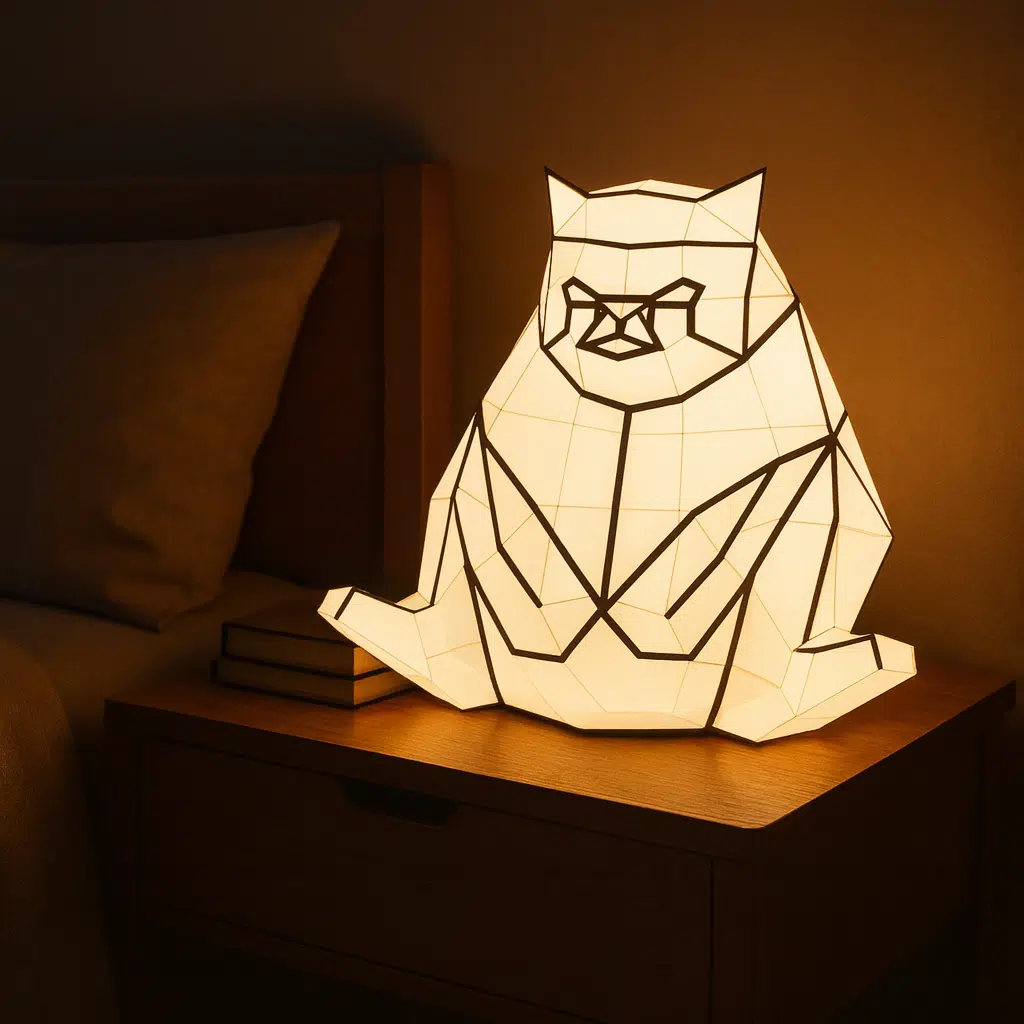 Luz nocturna de gato en papercraft 3D