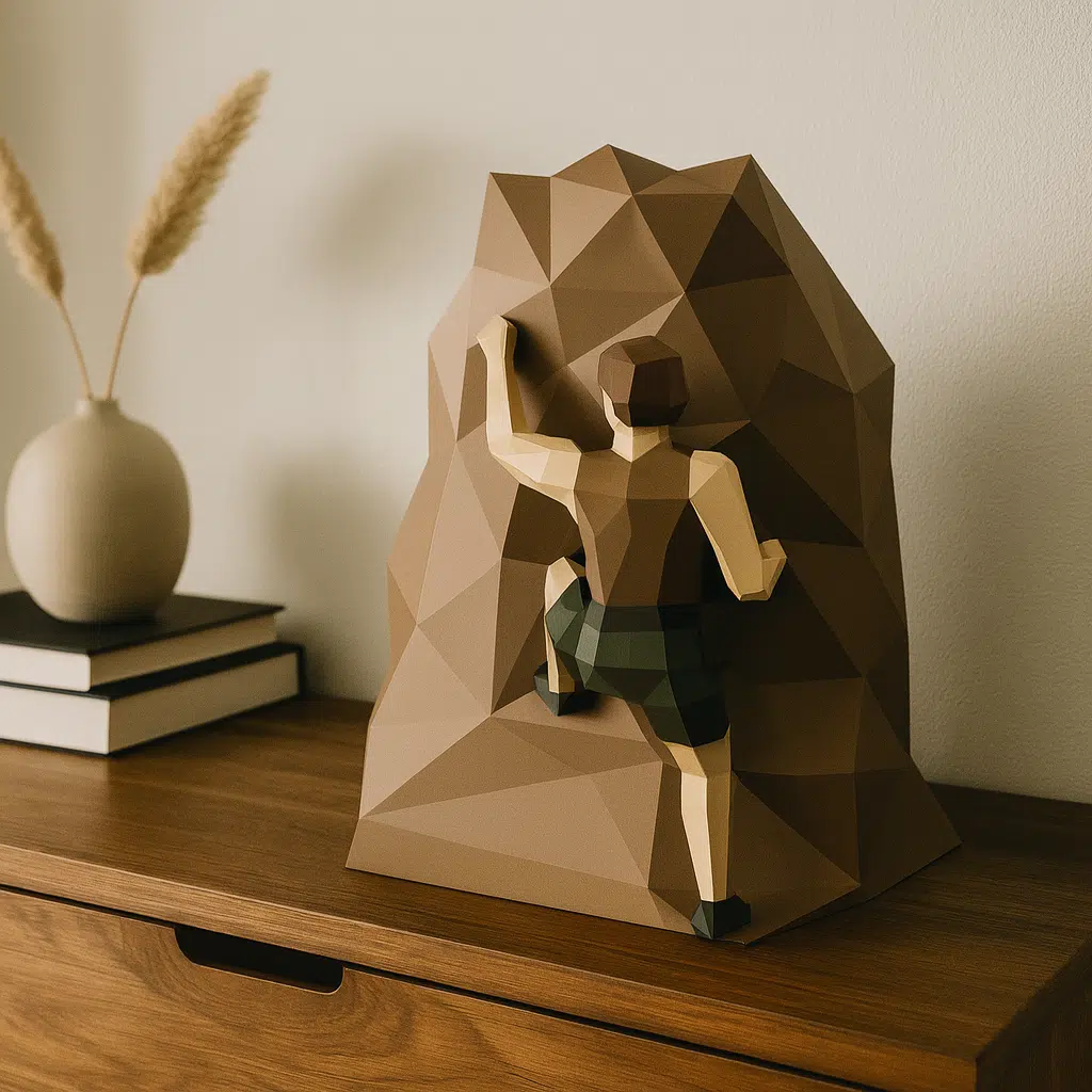 Papercraft climber in 3D origami
