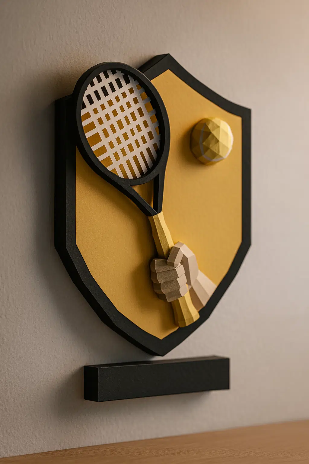 Troféetennis in papercraft 3D, weergave 3